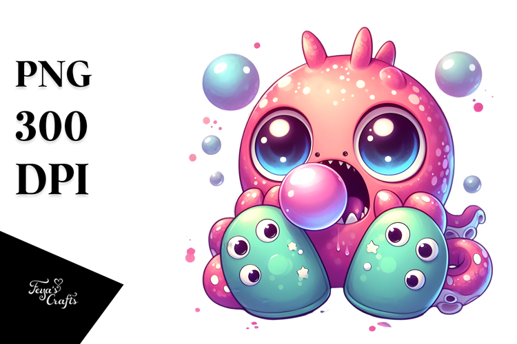 Chibi Kraken with Monster Slippers PNG