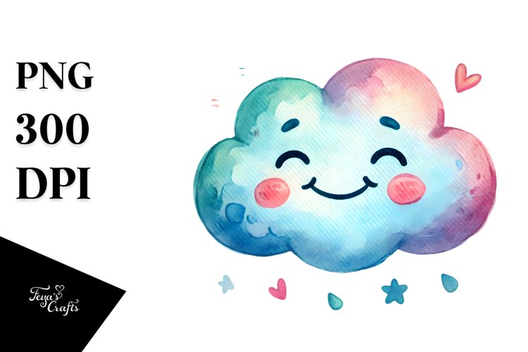 Colorful Smiling Cloud PNG