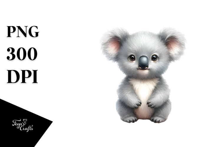 Digital Watercolor Baby Koala JPEG