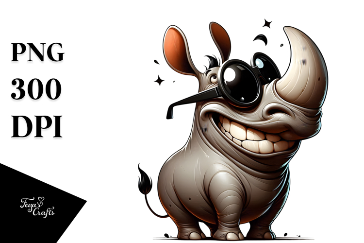 Goofy Rhino with Oversized Sunglasses PNG