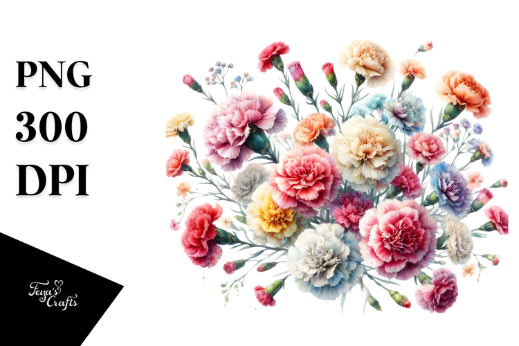 Colorful Carnation on White PNG
