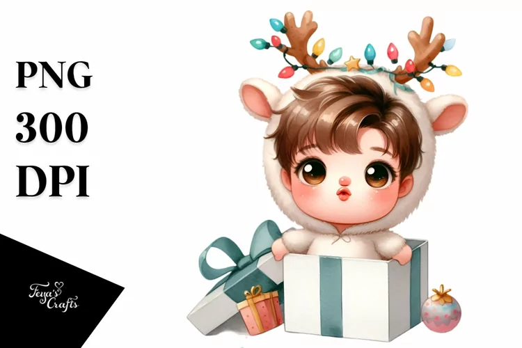 Baby Swan with Reindeer Horns PNG