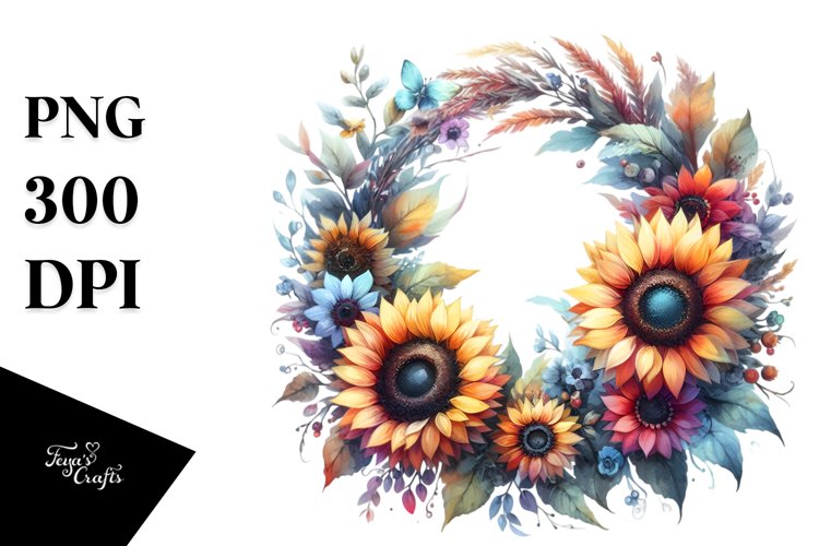Colorful Sunflower Wreath | Abstract