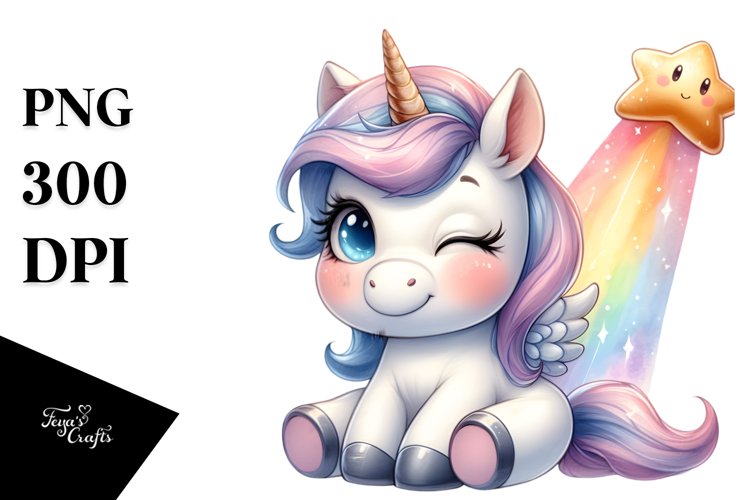 Playful Comet Baby Unicorn | Sublimation | Clipart