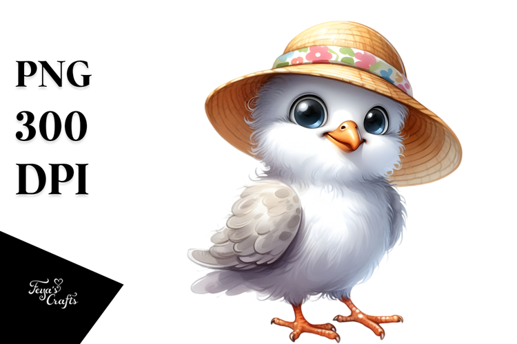 Sublimation Baby Dove Standing Up Big Eyes Sun Hat