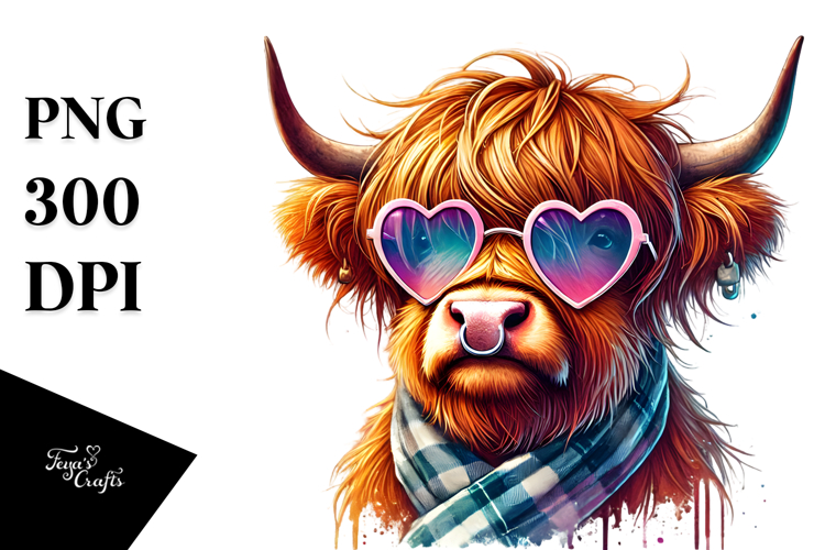 Highland Calf with Sunglasses PNG