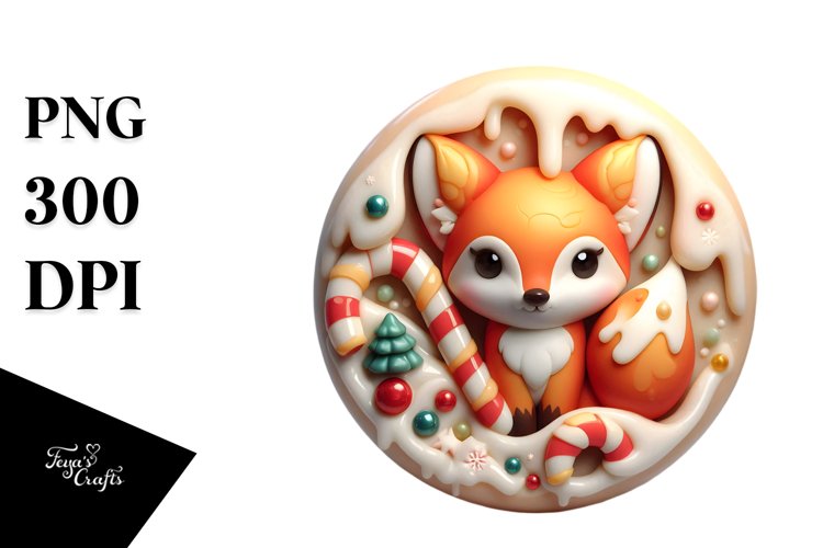 3D Martzipan Like Christmass Fox PNG
