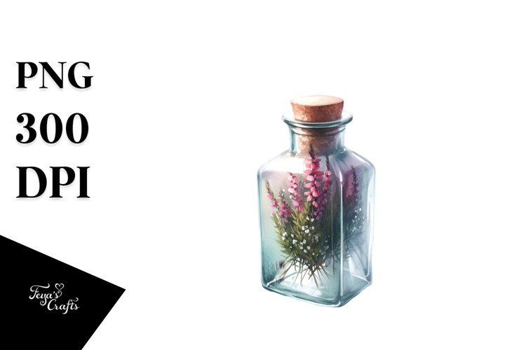 Bottle Heather,Floral White | Sublimation,Clipart