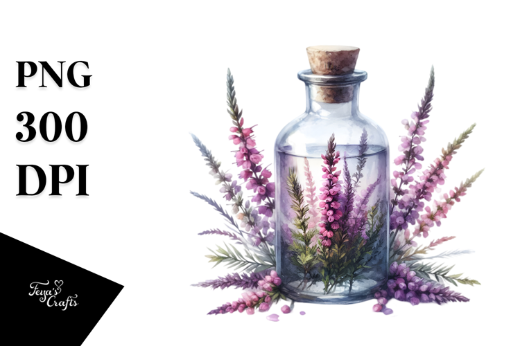 Bottle Heather,Floral White | Sublimation,Clipart