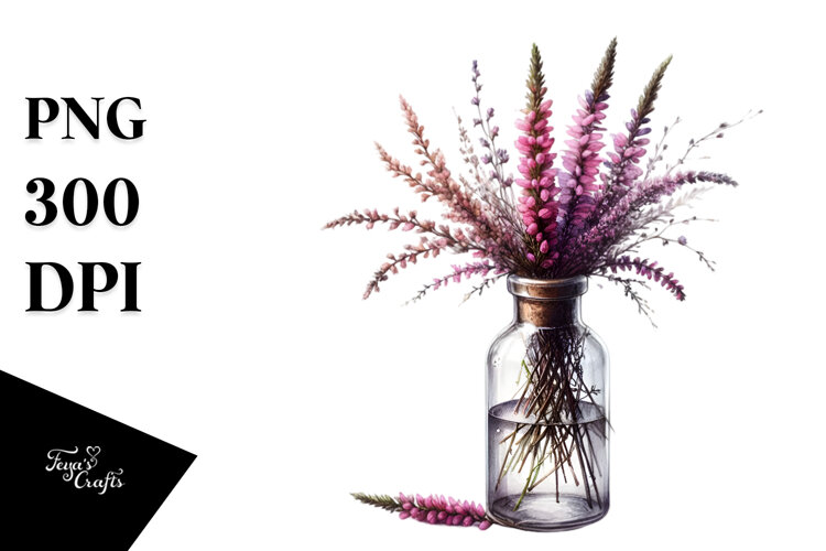Bottle Heather,Floral White | Sublimation,Clipart example image 1
