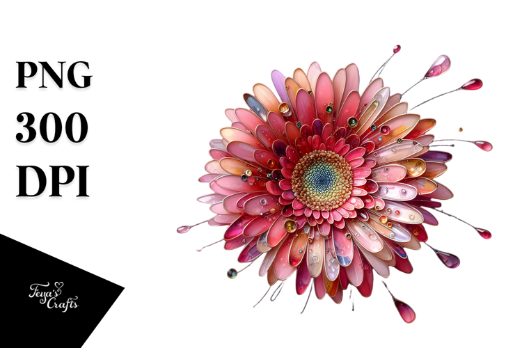 Gerbera with Metallic Insertions PNG