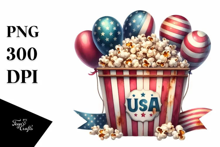 Vintage Rusted Popcorn Watercolor Clipart