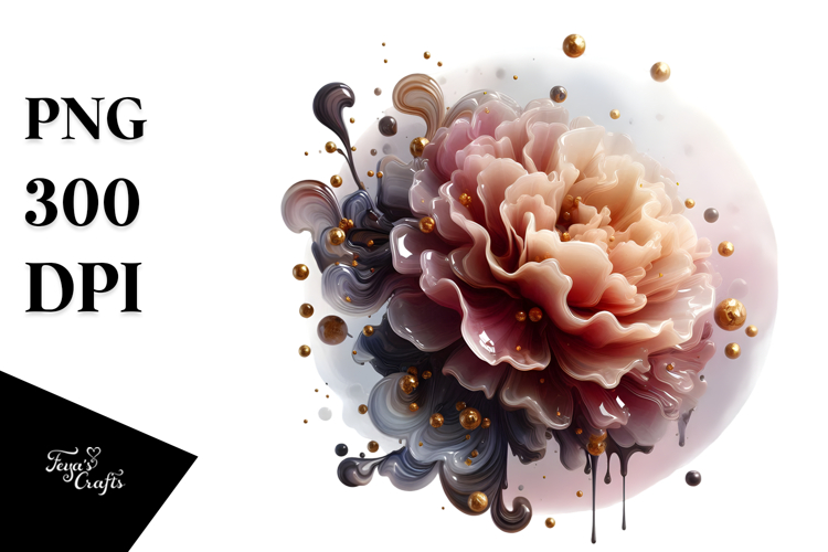 Abstract Wood Carnation Watercolor Splash PNG example image 1