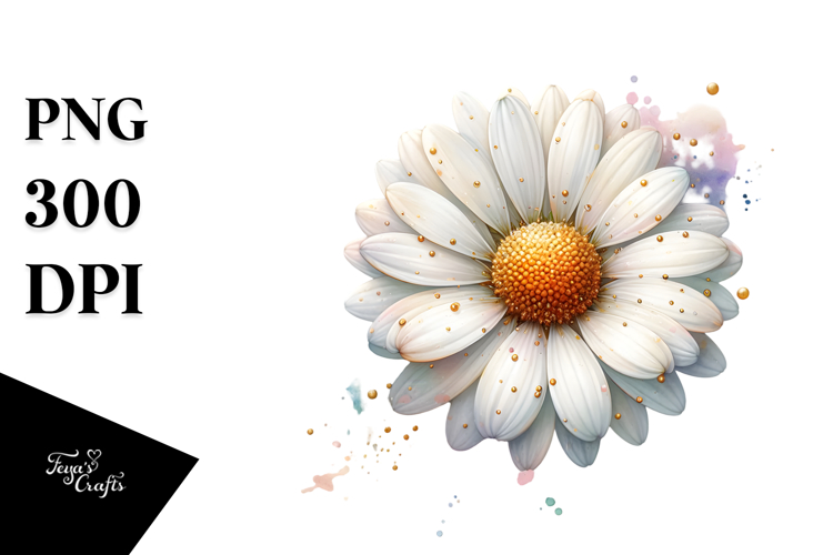 Golden Daisy Watercolor PNG