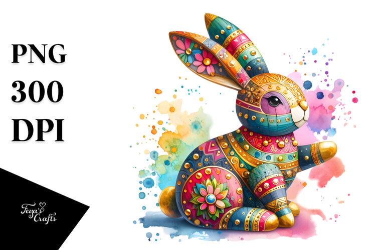 Colorful Bunny Wood PNG
