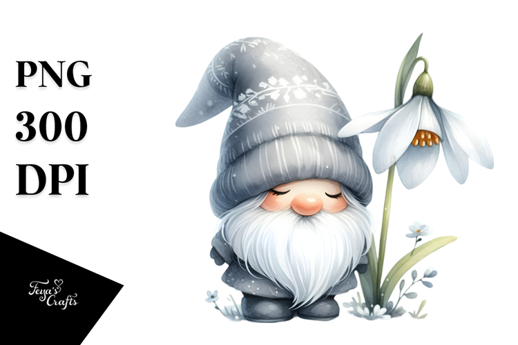 Gnome with Snowdrop PNG