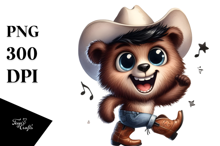 Sublimation Bear Cowboy Boots Standing Up