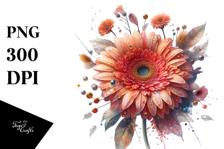 Gerbera Watercolor Splash PNG