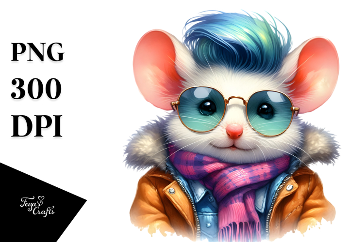Happy Baby Mouse for Winter PNG