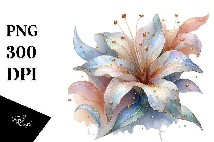 Glossy Lily with Golden Insertions, PNG
