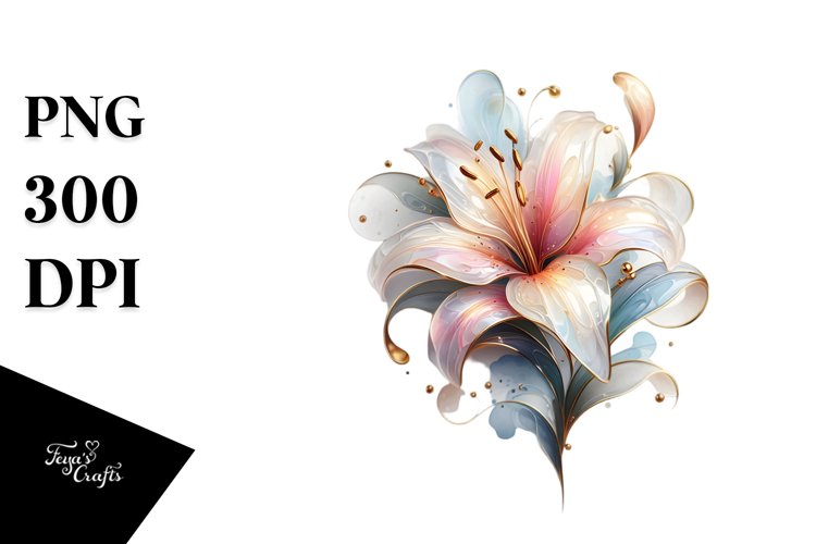 Glossy Lily with Golden Insertions, PNG