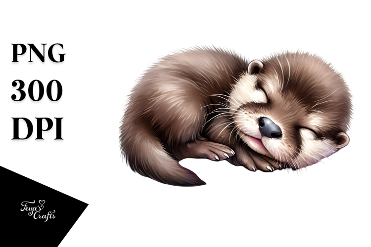 Cute Baby Otter Sleeping PNG