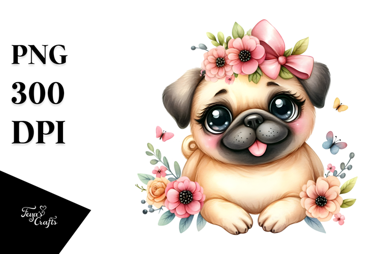 Happy Cute Pug PNG
