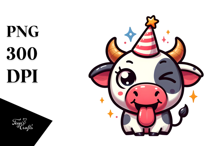 Playful Cow with Winking Eye, PNG