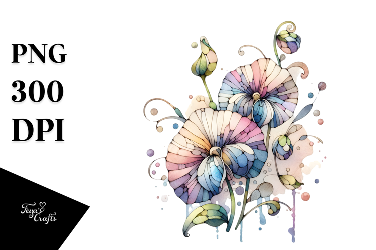 Abstract Stained Sweet Pea, Sublimation PNG