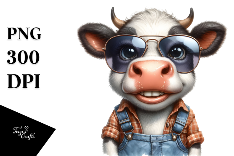 Expressive Thoughtful Caricature-Like Cow