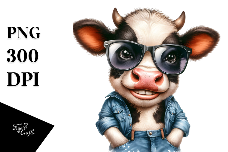 Expressive Thoughtful Caricature-Like Cow