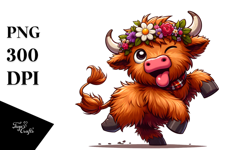 Highland Cow Dancing, PNG