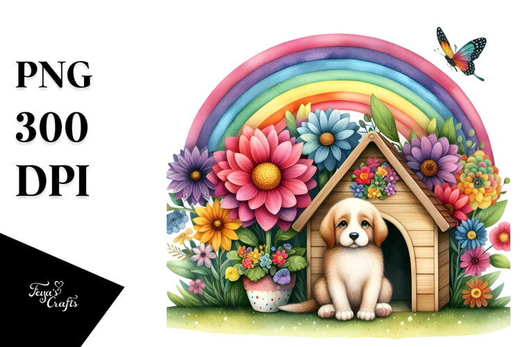 Colorful Dog House Illustration Clipart