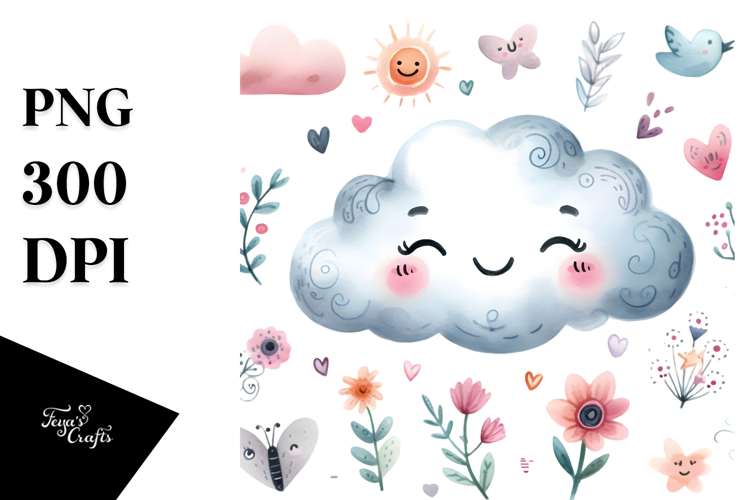Smiling Whimsical Cloud, Transparent PNG
