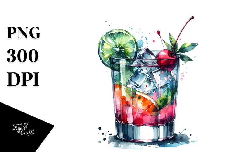 Watercolor Cocktail Clipart Image 22