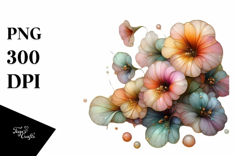 Abstract Pastel Flowers Clipartic