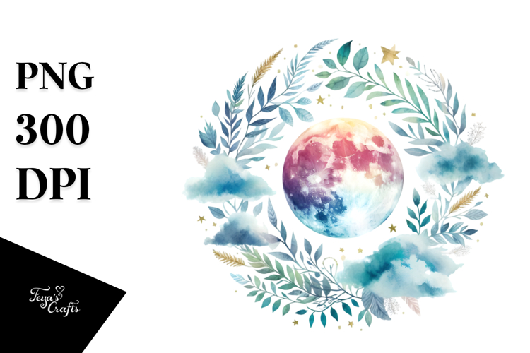 Vibrant Boho Moon Clipart