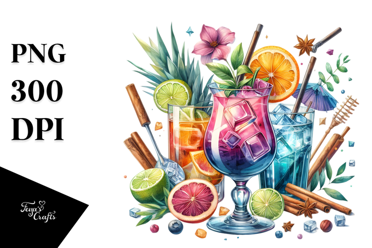 Watercolor Cocktail Clipart Image 21