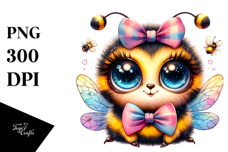 Cute Vibrant Baby Bee PNG example image 1