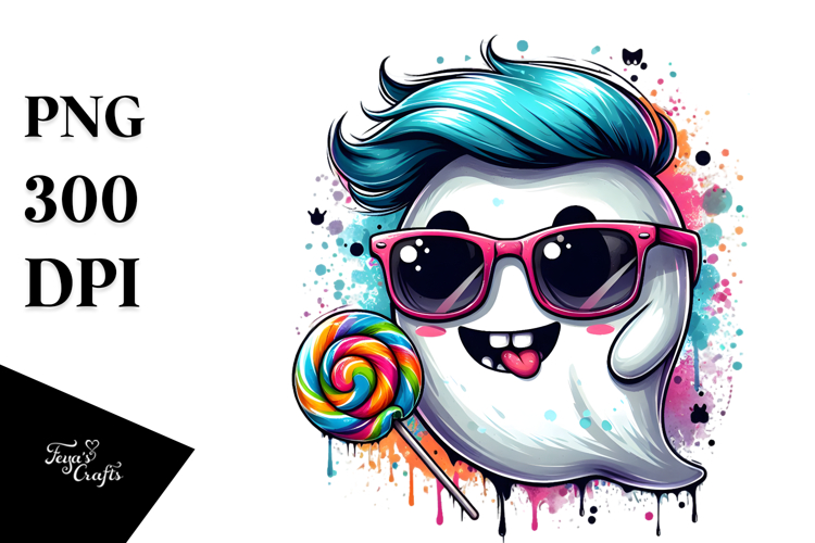 Mischievous Ghost with Cool Hair PNG