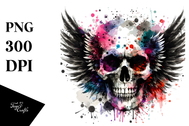 Colorful Grungy Skull Painting PNG