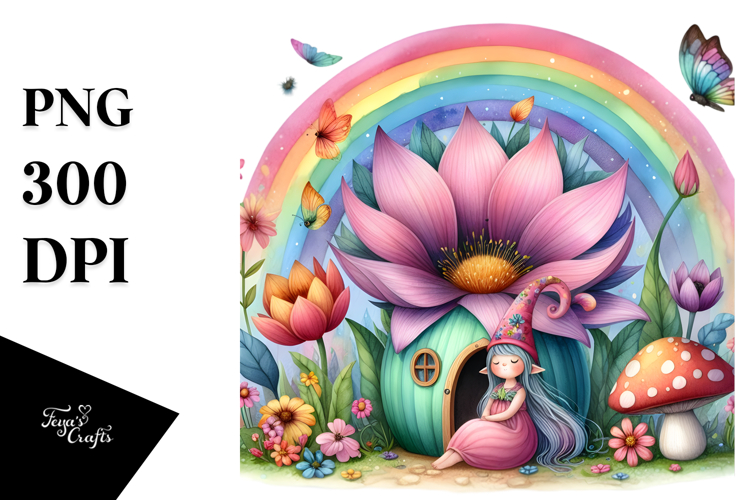 Colorful Fairy House Illustration Clipart