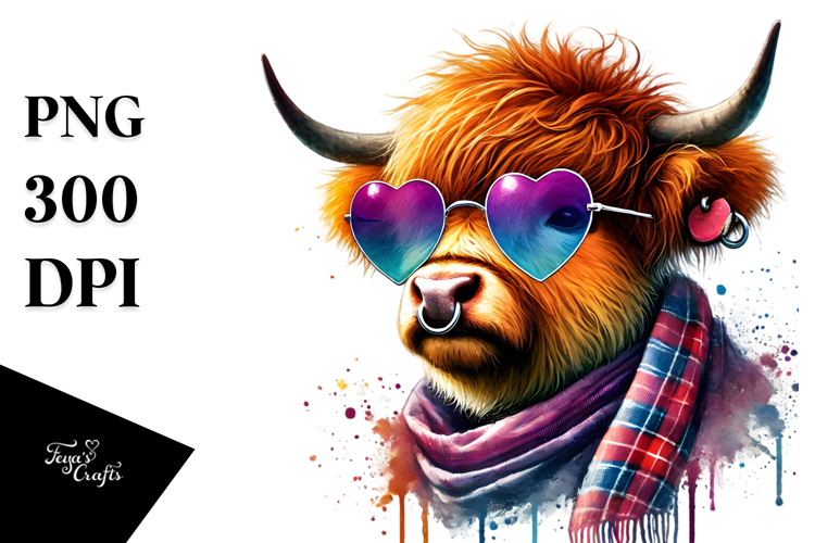 Colorful Highland Calf PNG