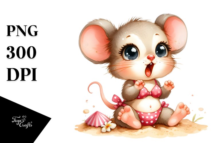 Excited Baby Mouse | Watercolor