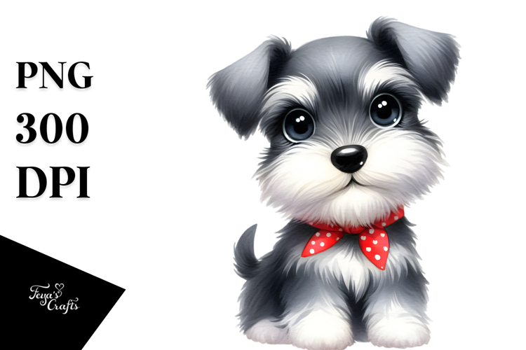 Cute Happy Miniature Schnauzer PNG