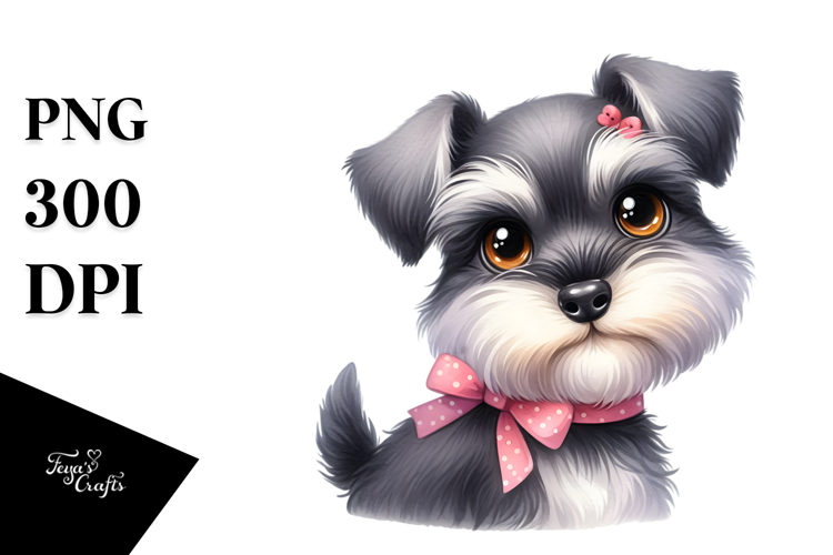 Cute Happy Miniature Schnauzer PNG