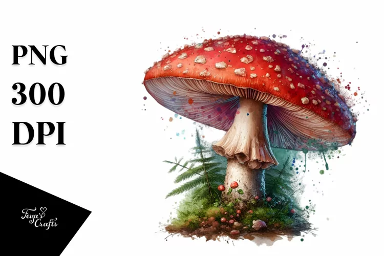 Mushroom Watercolor Splash