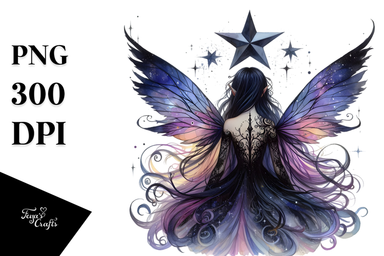 Gothic Fairy on Star PNG