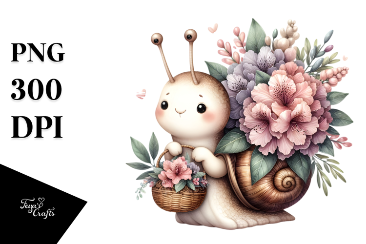 Vibrant Baby Snail with Flower Basket