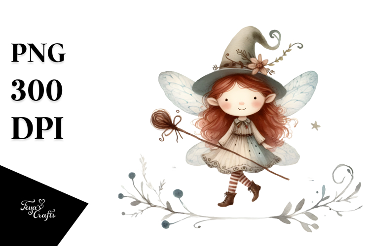 Vintage Funny Fairy White Background
